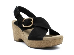 Casual|CLARKS GISELLE DOVE WEDGES BLACK