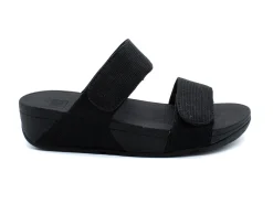 Casual|FITFLOP Lulu Adjustable Shimmerlux Slides BLACK